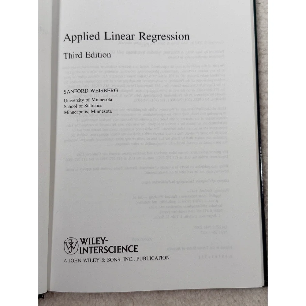 Applied Linear Regression Sanford 2005 Statistic and Probability Series